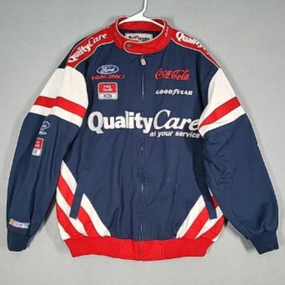 VTG NASCAR Chase Authentics Jacket Men's L Multicolor Ford Quality Care Racing